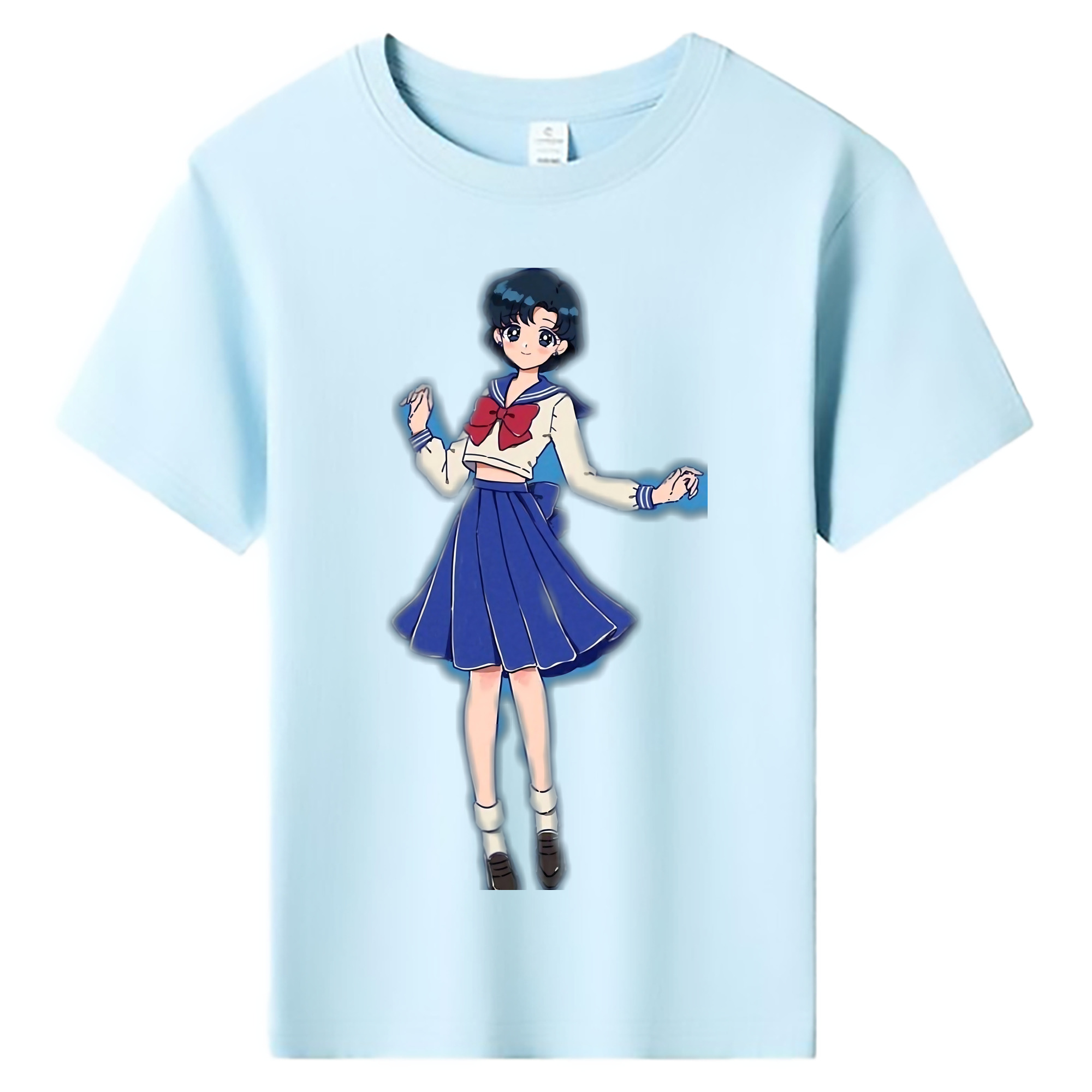 （画像用） 美少女戦士セーラームーン 水野 亜美 みずの あみ Sailor Moon Mizuno Ami 綿100％キッズTシャツ（フロントプリント）